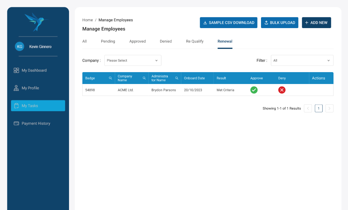 oneBADGE Platform Screenshot